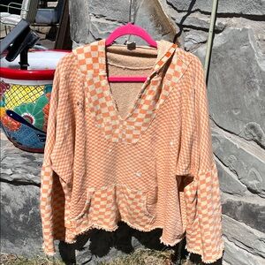 Magnolia Pearl Orange Checkered Hoodie
